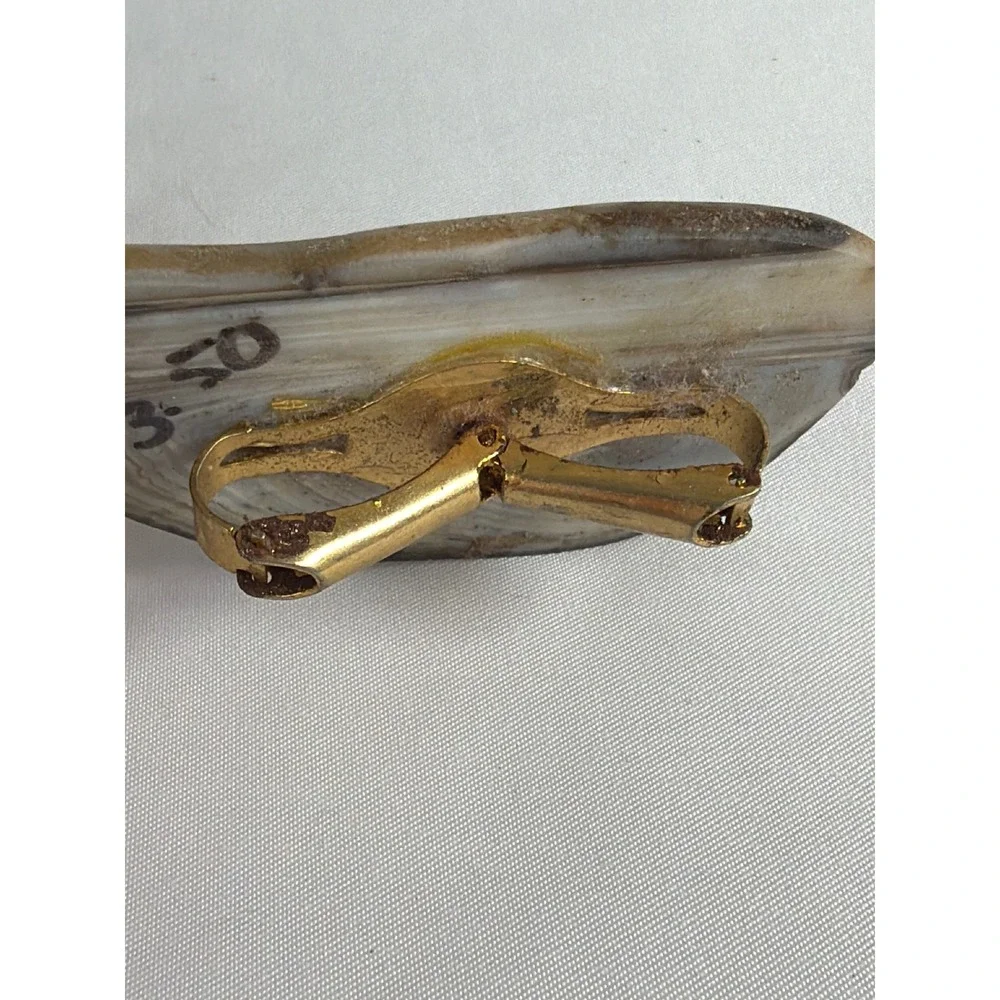 Vintage Agate Stone Hair Clip Women OS Gray White Good
